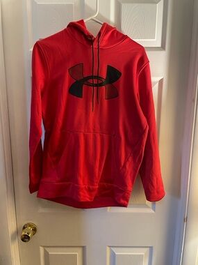 Under Armour Men’s Red Zip-Up Hoodie with Black Logo
